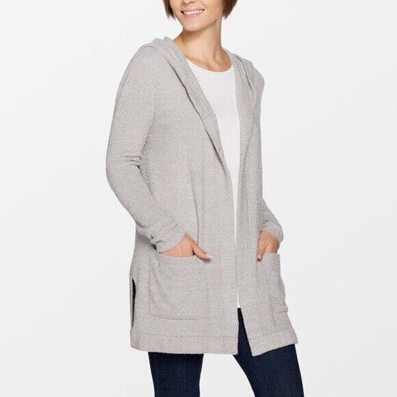 Barefoot Dreams Cozychic Lite Resort Cardi Hooded Long Cardigan Taupe 905 Medium - Picture 13 of 13